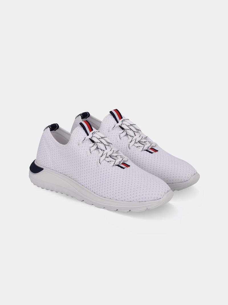 Női Tommy Hilfiger Mesh Stripe Sneaker Fehér | HU 637MQZ